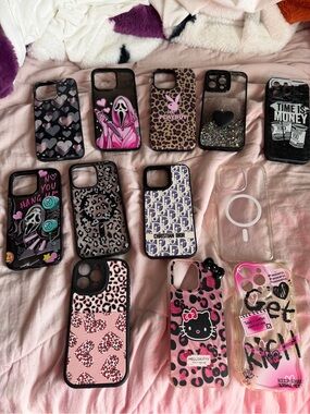 Hello Kitty Pink Leopard iPhone Case with Black Accents